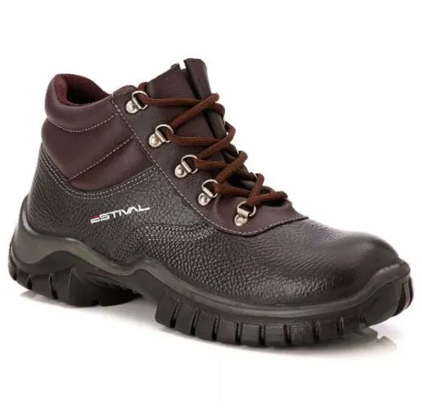 Bota Work Bico Plástico Cano Médio Estival Bota Work Marrom Bico Plástico Ca44591 N41 Estival