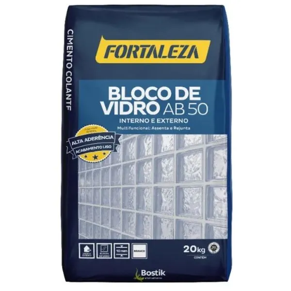 Argamassa AB 50 para Bloco de Vidro Branca 20Kg Fortaleza Argamassa Ab 50 Para Bloco De Vidro Branco 20kg Fortaleza