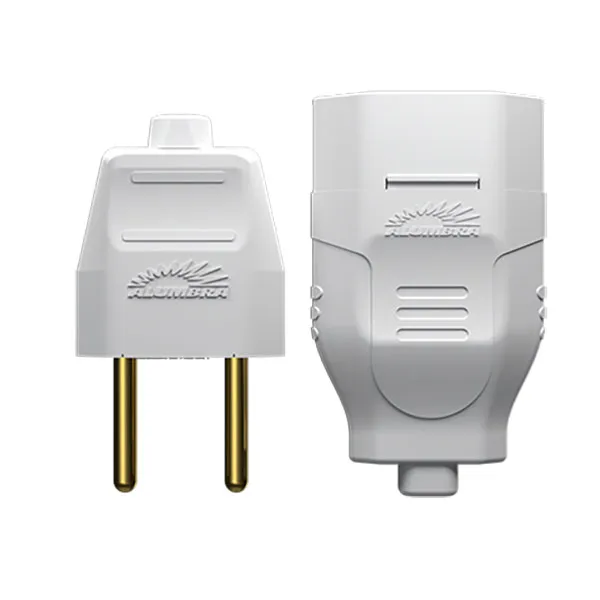 Conjunto de Tomada Macho + Fêmea 2P 10A 250V Alumbra Conjunto de Tomada Macho + Femea 2P 10 Amperes 250V Branco