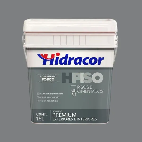 Tinta Premium Acrílica Fosco HPiso 15L Hidracor Tinta Premium Acrílica Fosco HPiso Cinza 15L Hidracor