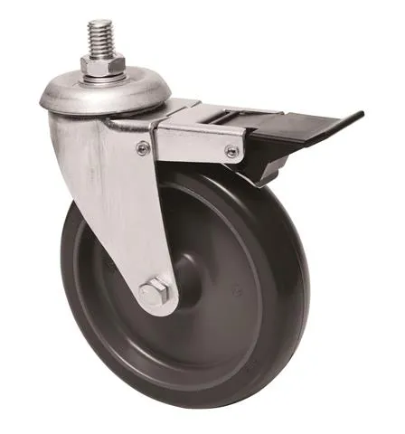 Rodízio Giratório com Freio Fixação Espiga de Resina Termoplástica Colson Rodízio Giratório com Freio Fixação Espiga 5" de Resina Termoplástica