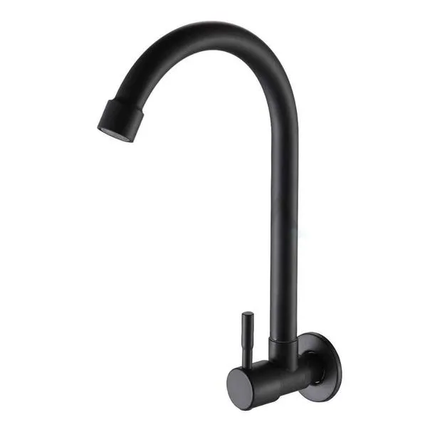 Torneira para Cozinha Parede 1/4V Bica Média 23cm Torneira para Cozinha Parede 1/4V Bica Média Preto Fosco 23cm