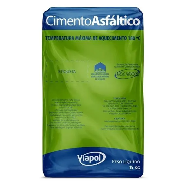 Cimento Asfáltico em Bloco NBR II Preto 15Kg Viapol Cimento Asfaltico Bloco Nbr Ii Preto 15kg Viapol Lajes e Telhados