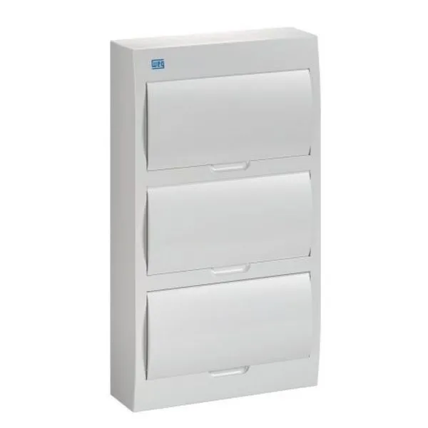 Quadro Distribuição Sobrepor 36 Disjuntores sem Barramento Weg Quadro PVC Disjuntor Sobrepor sem Barramento para 36 Disj Branco