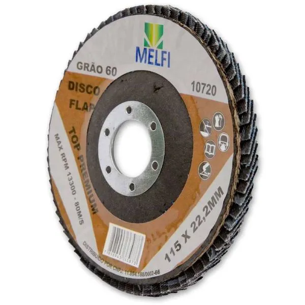 Disco Flap Grão 80 Melfi Disco Flap 4.1/2" 115x22,23mm Grão 80 Melfi