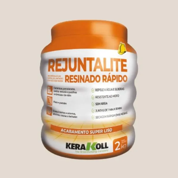 Rejunte Resinado Seca Rápido 2kg Kerakoll Rejunte Rejuntalite Resinado Seca Rápido Cinza Claro 2kg Kerakoll