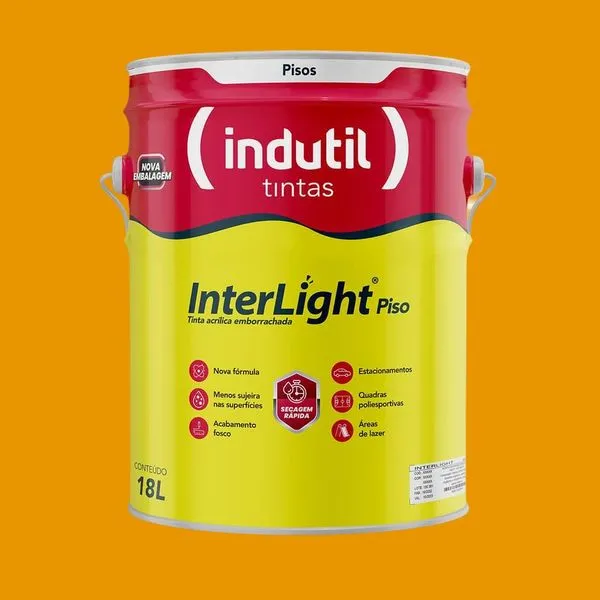Tinta Premium Acrílica Fosco Interlight Piso Demarcação 18L Indutil Tinta Premium Acrílica Fosco Interlight Piso Demarcação Amarelo 18L