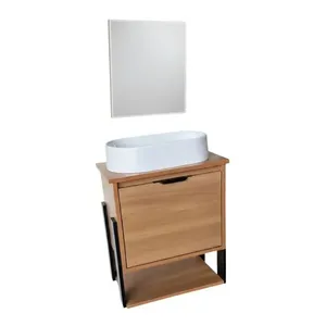 Kit Gabinete para Banheiro Gabi Madeira 50cm Darabas Kit Gabinete para Banheiro Gabi Madeira 50cm Desmontado