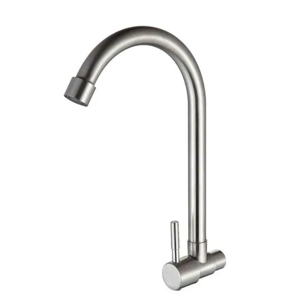 Torneira para Cozinha Parede 1/4V Bica Média 23cm Torneira para Cozinha Parede 1/4V Bica Média Escovada 23cm