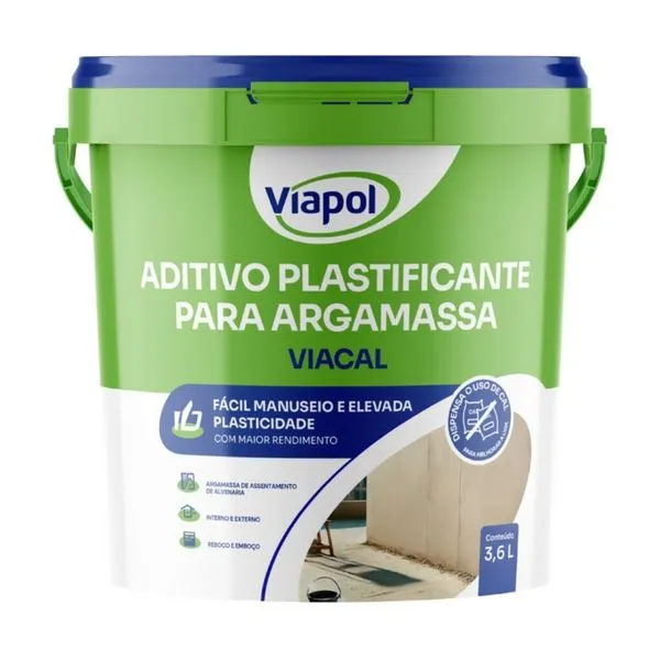 Aditivo Plastificante Argamassa Viacal Viapol Plastificante para Argamassa Viacal Castanho Viapol