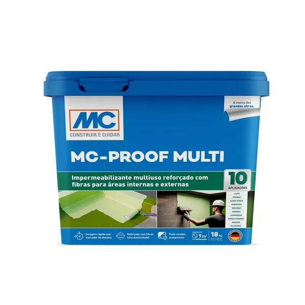 Membrana Acrílica Impermeabilizante McProof Verde Mc Bauchemie MEMBRANA ACR IMP MC PROOF MULTI VD 18KG PISC E RESERVATÓRIO