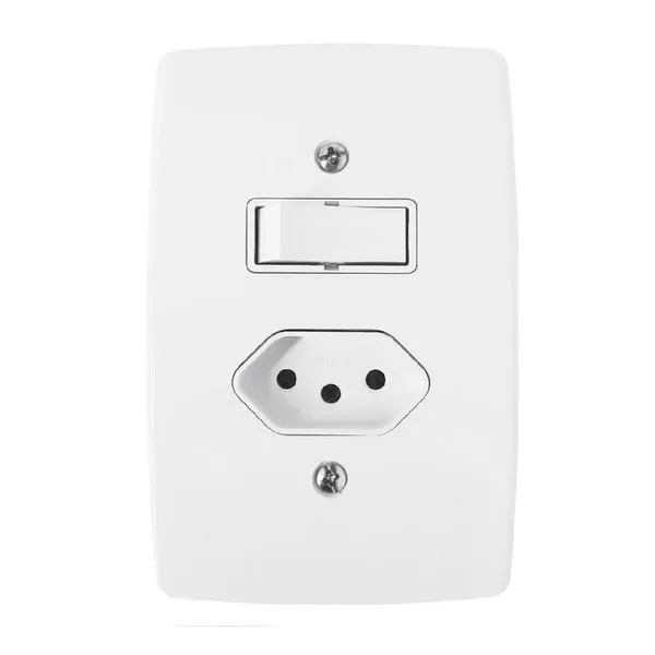 Conjunto Interruptor Simples + Tomada 20A 4x2 Finesse B.Lux Conjunto Interruptor Simples 6A/250V+Tomada 20A 4x2 Branco Finesse