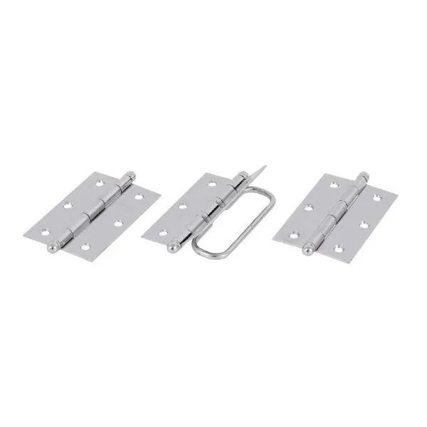 Dobradiça Porta Camarão 3.1/2"X2.5/16" até 21kg Aço 3 Peças União Mundial Dobradiça Porta Camarão 3.1/2"X2.5/16" até 21Kg Aço Cromado 03 Peças