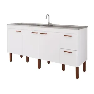 Gabinete para Cozinha Slim Branco 194x87x50cm MDF MGM Móveis Gabinete para Cozinha Slim 194x87x50cm MDF Branco