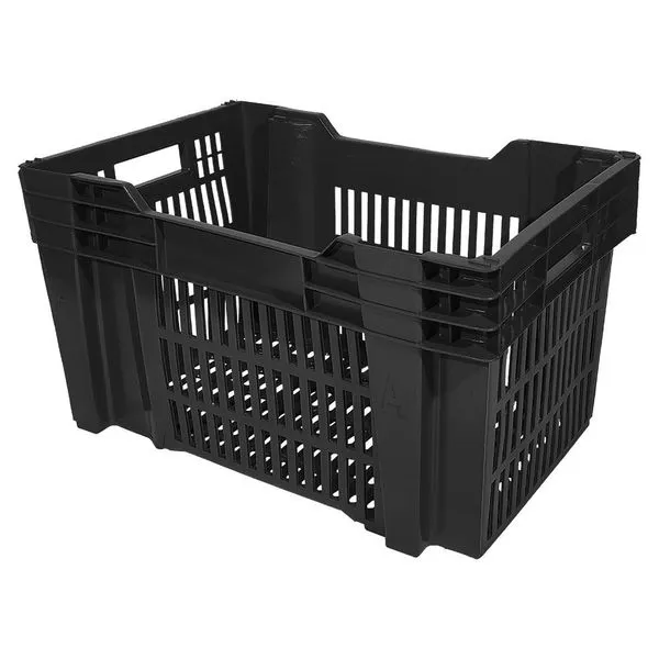 Caixa Plástica Empilhável Encaixável 50,5L 30kg Preto Caixaplast Caixa Plástica Vazada Empilhável e Encaixável 50,5L até 30KG Preto