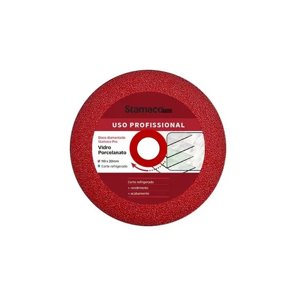 Disco Diamantado Contínuo 4.3/8" 110x20mm para Vidro 1096 Stamaco Disco Diamantado Contínuo 4.3/8" 110x20mm p/ Vidro 1096 Stamaco