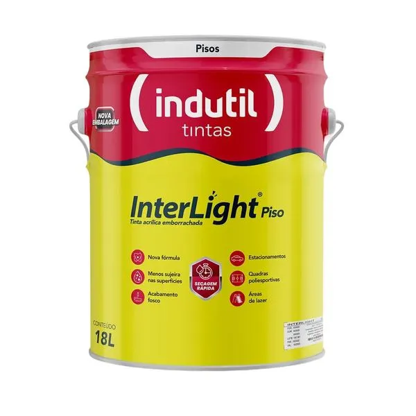 Tinta Premium Acrílica Fosco Interlight Piso Demarcação 18L Indutil Tinta Premium Acrílica Fosco Interlight Piso Demarcação Branco 18L