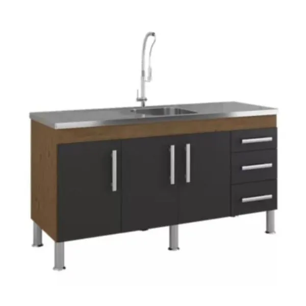 Gabinete para Cozinha Flex 144x80x52cm MDF Amêndoa/Titanium MGM Móveis Gabinete para Cozinha Flex 144x80x52cm MDF Amêndoa/Titanium