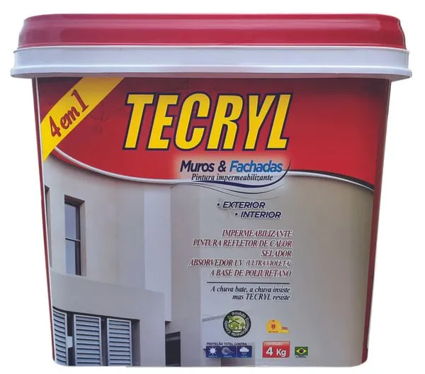 Tinta Impermeabilizante Fosco Muros & Fachadas 4Kg Tecryl Tinta Impermeabilizante Fosco Muros & Fachadas Areia 4Kg Tecryl