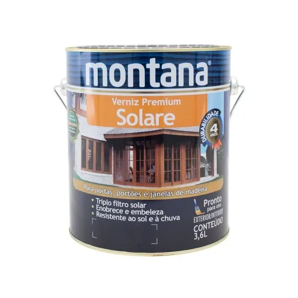 Verniz Premium Sintético Brilhante Solare Mogno Montana Verniz Premium Sintético Brilhante Solare Mogno 3,6L Montana