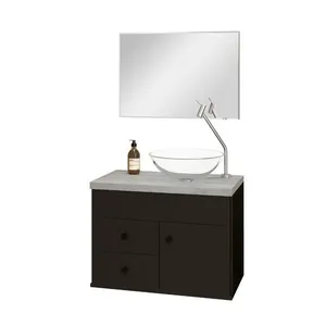 Kit Gabinete para Banheiro Luna 61cm Astral Design Kit Gabinete para Banheiro Luna Preto/Cimento 61cm