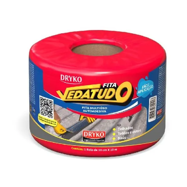 Fita Asfáltica Vedatudo Cinza 10m Dryko Fita Asfáltica Vedatudo Cinza 10cm 10m Dryko