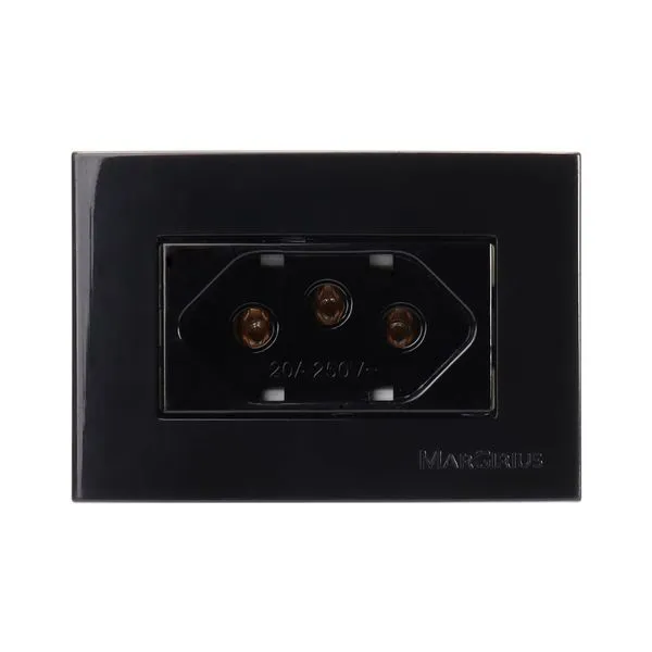 Conjunto Tomada 2P+T 20A para Móvel Margirius Conjunto Tomada 2P+T 20A/250V para Móvel Preto