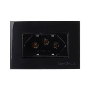 Conjunto Tomada 2P+T 20A para Móvel Margirius Conjunto Tomada 2P+T 20A/250V para Móvel Preto