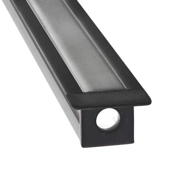 Perfil de Embutir 16mm em Alumínio Fita de LED com 3 Metros Itamonte Perfil de Embutir 16x10mm em Alumínio Preto com 3 Metros