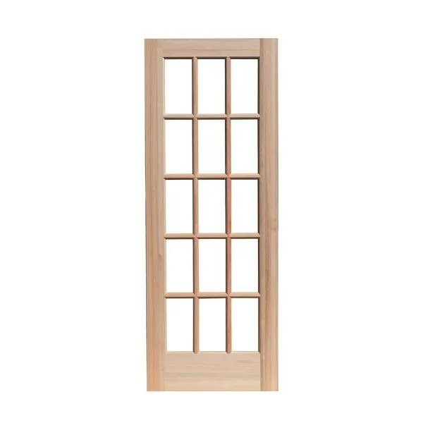 Folha de Porta Maciça Eucalipto 15 Vidros Reck Folha de Porta Maciça Eucalipto com 15 Vidros Inclusos 210x82cm