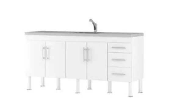 Gabinete para Cozinha Flex 194x80x52cm MDF MGM Móveis Gabinete para Cozinha Flex 194x80x52cm MDF Branco