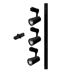 Kit Trilho Preto com 3 Spots LED 7W Kian Kit Trilho Preto com 3 Spots LED 7W 490 Lúmens Luz Branca