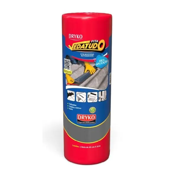 Fita Asfáltica Vedatudo Cinza 10m Dryko Fita Asfáltica Vedatudo Cinza 45cm 10m Dryko