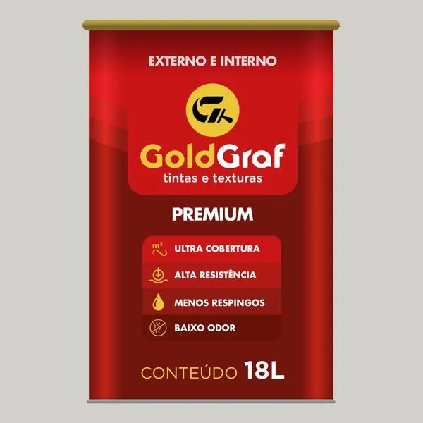 Tinta Premium Acrílica Fosco 18L Goldgraf Tinta Premium Acrílica Fosco Crômio 18L Goldgraf