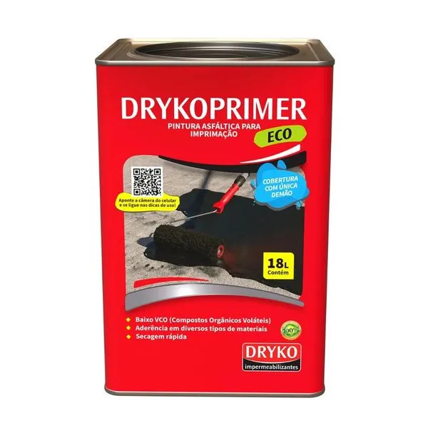 Pintura Asfáltica Impermeabilizante Drykoprimer Eco Dryko PINTURA ASFALT IMP DRYKOPRIMER ECO 18L FUND E ALICERCE
