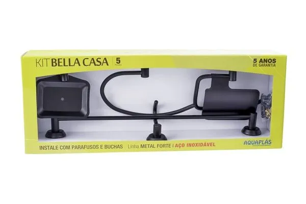 Kit Acessórios para Fixar Aço Bella Casa com 5 Peças Aquaplas Kit Acessórios para Fixar Aço Bella Casa com 5 peças Preto Fosco