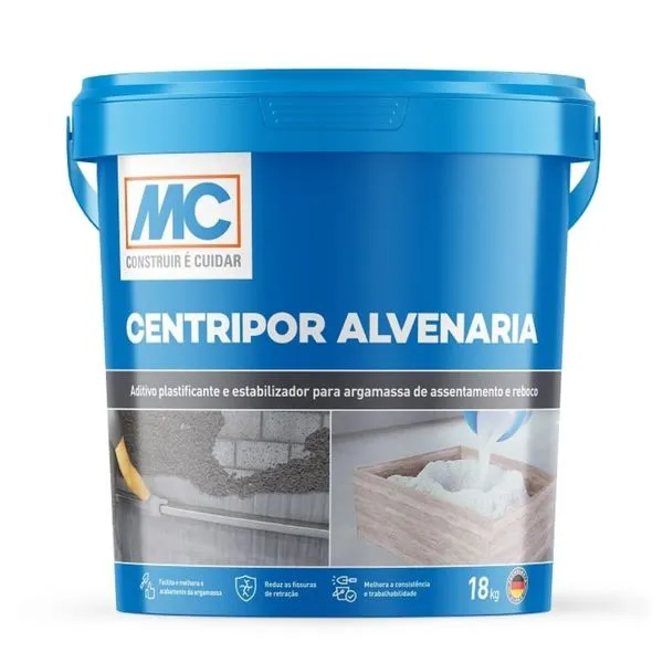 Aditivo Plastificante Argamassa Centripor Alvenaria Mc Bauchemie ADITIVO P/ ARGAMASSA PLAST CENTRIPOR ALV 18KG