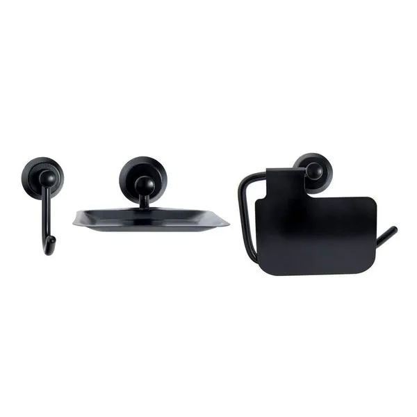 Kit Acessórios para Colar Aço Bella Casa com 3 peças Preto Fosco