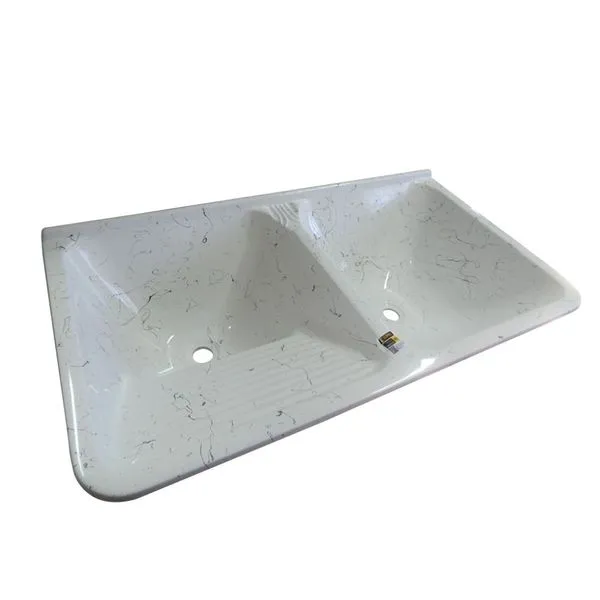 Tanque Duplo Mármore Sintético Eco 48 Litros 100X50cm Branco Corso Tanque Duplo Sintético Eco 100X50cm Branco