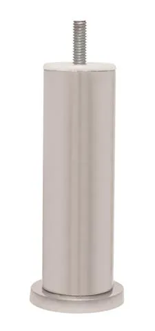 Pé Tubular para Móvel com Sapata e Bucha Alumínio Polido Forjaria Alvorada Pé Tubular para Móvel com Sapata e Bucha 125mm Alumínio Polido