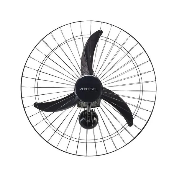 Ventilador de Parede Comercial com 3 Pás 60cm 200W Ventisol Ventilador de Parede Comercial Preto com 3 Pás 60cm 200W Bivolt