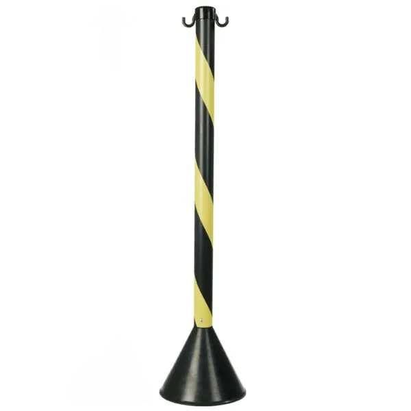 Pedestal para Corrente 90cm PVC Plastcor Pedestal para Corrente 90cm Pvc Preto e Amarelo