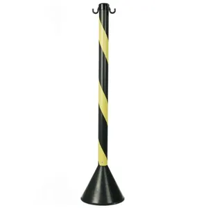 Pedestal para Corrente 90cm PVC Plastcor Pedestal para Corrente 90cm Pvc Preto e Amarelo