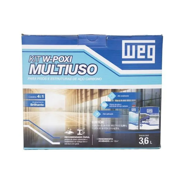 Kit Tinta Econômica Epóxi Piso com Catalisador 2,8L Weg Kit Tinta Econômica Epóxi Piso Preto com Catalisador 3,6L Weg