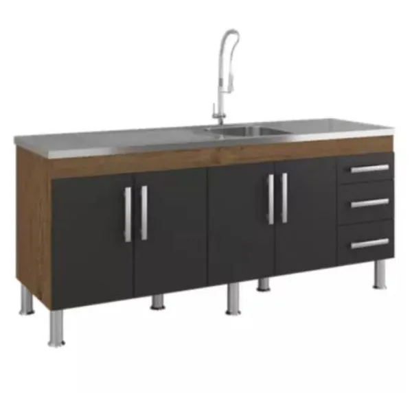 Gabinete para Cozinha Flex 174x80x52cm MDF MGM Móveis Gabinete para Cozinha Flex 174x80x52cm MDF Amendoa/Titanium
