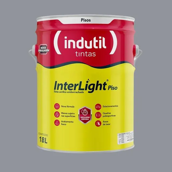 Tinta Premium Acrílica Fosco Interlight Piso Demarcação 18L Indutil Tinta Premium Acrílica Fosco Interlight Piso Demar Cinza Médio 18L