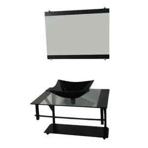 Kit Banheiro Vidro Cuba e Bancada GO 60AP Vmex Kit Banheiro Vidro Cuba e Bancada GO 60AP Preto 52,5cm
