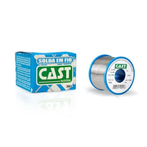 Solda em Fio 1,0mm 189 MSX 10 250g Liga 60SN/40PB Carr. Azul Cast Solda em Fio 1,0MM 189 Fluxo MSX 10 250G Liga 60SN/40PB Carr. Azul