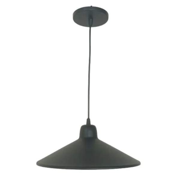 Pendente Chapéu Chinês em Alumínio para 1 Lâmpada E27 Art Line Pendente Chapéu Chinês em Alumínio Preto para 1 Lâmpada E27