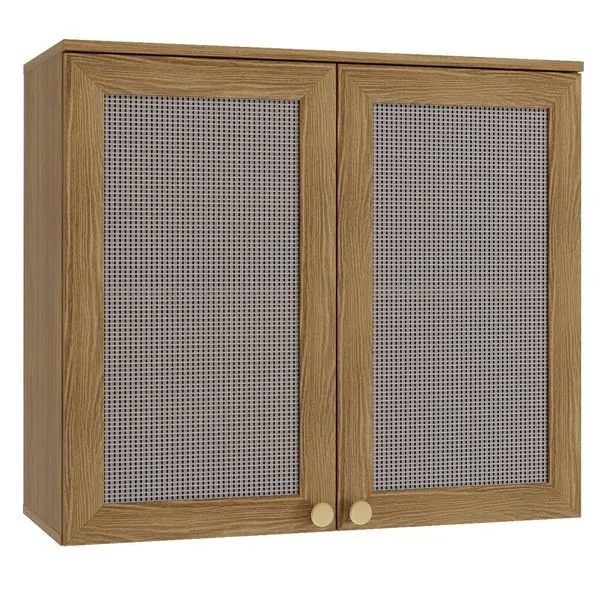 Armário Aéreo Botanic 80cm com Tela 2 Portas MDP Kappesberg Nogueira